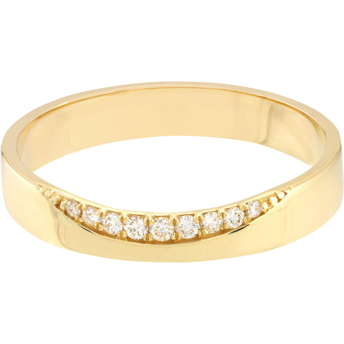 Olas d'Oro 6" Ring - 14K Yellow Gold Diamond Curved Side Polished Band