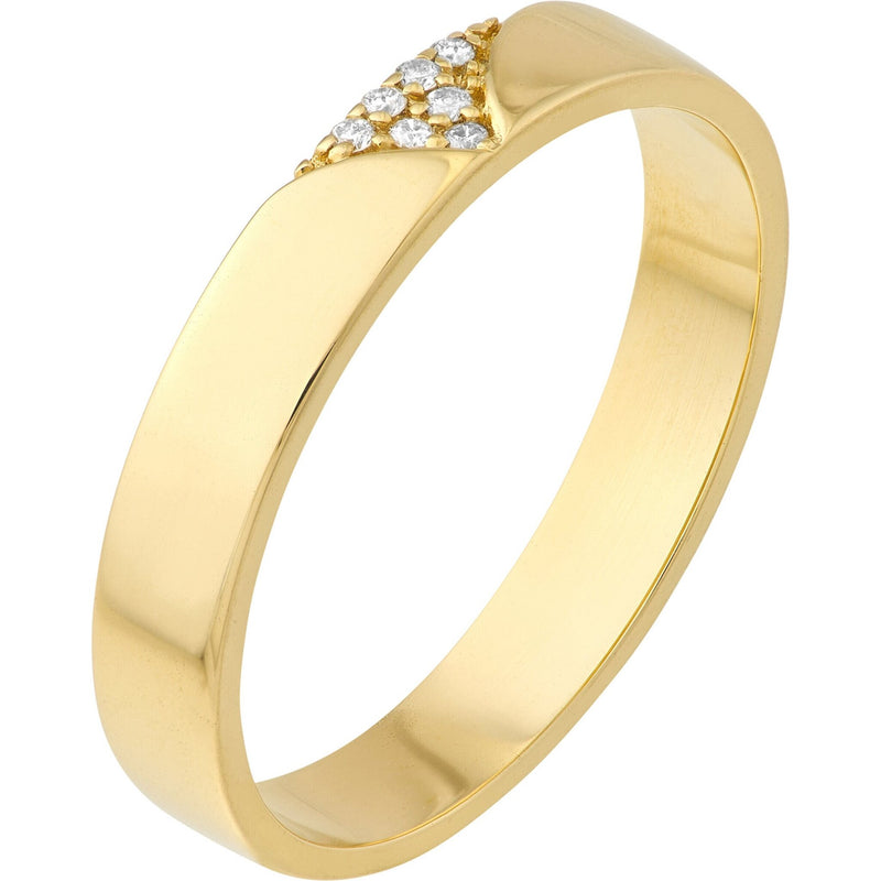 Olas d'Oro 6" Ring - 14K Yellow Gold Diamond V-shape Band