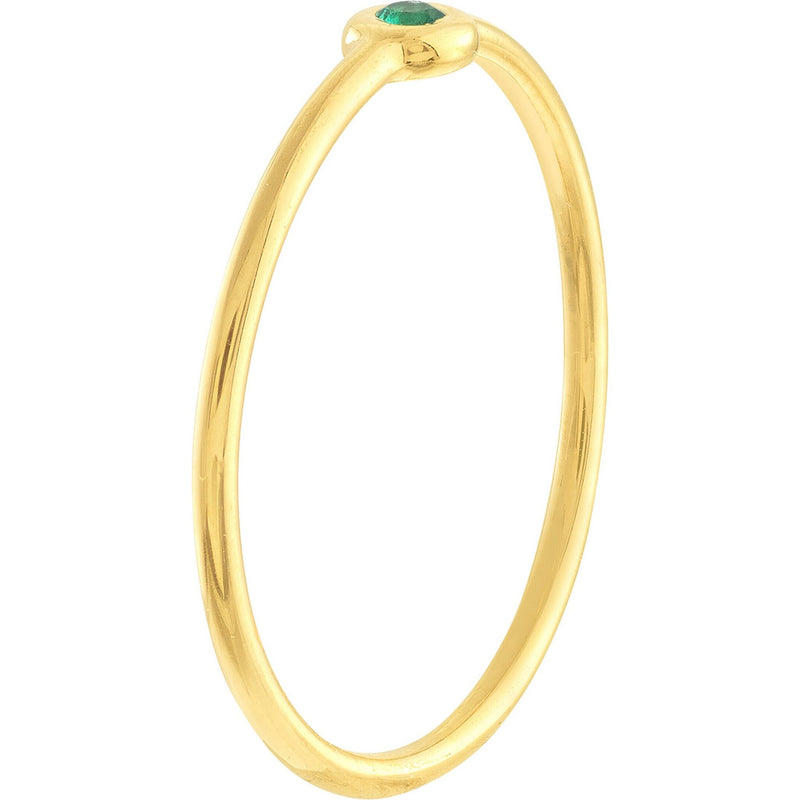 Olas d'Oro 6" Ring - 14K Yellow Gold Emerald Bezel Wire Ring