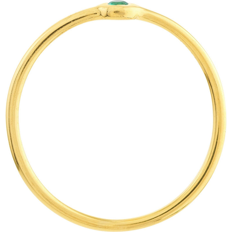 Olas d'Oro 6" Ring - 14K Yellow Gold Emerald Bezel Wire Ring