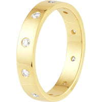 Olas d'Oro 6" Ring - 14K Yellow Gold Flush Set Diamond Band