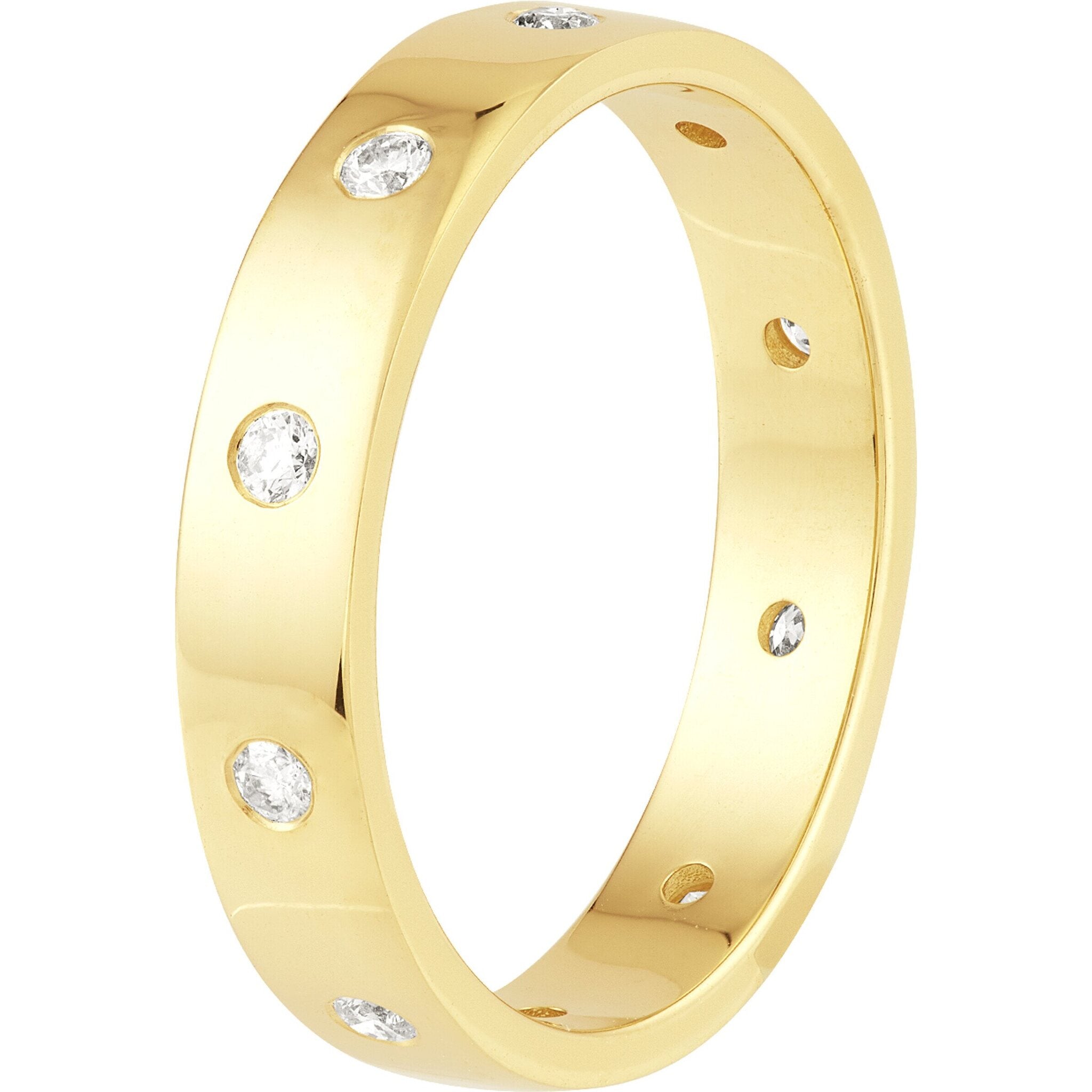 Olas d'Oro 6" Ring - 14K Yellow Gold Flush Set Diamond Band