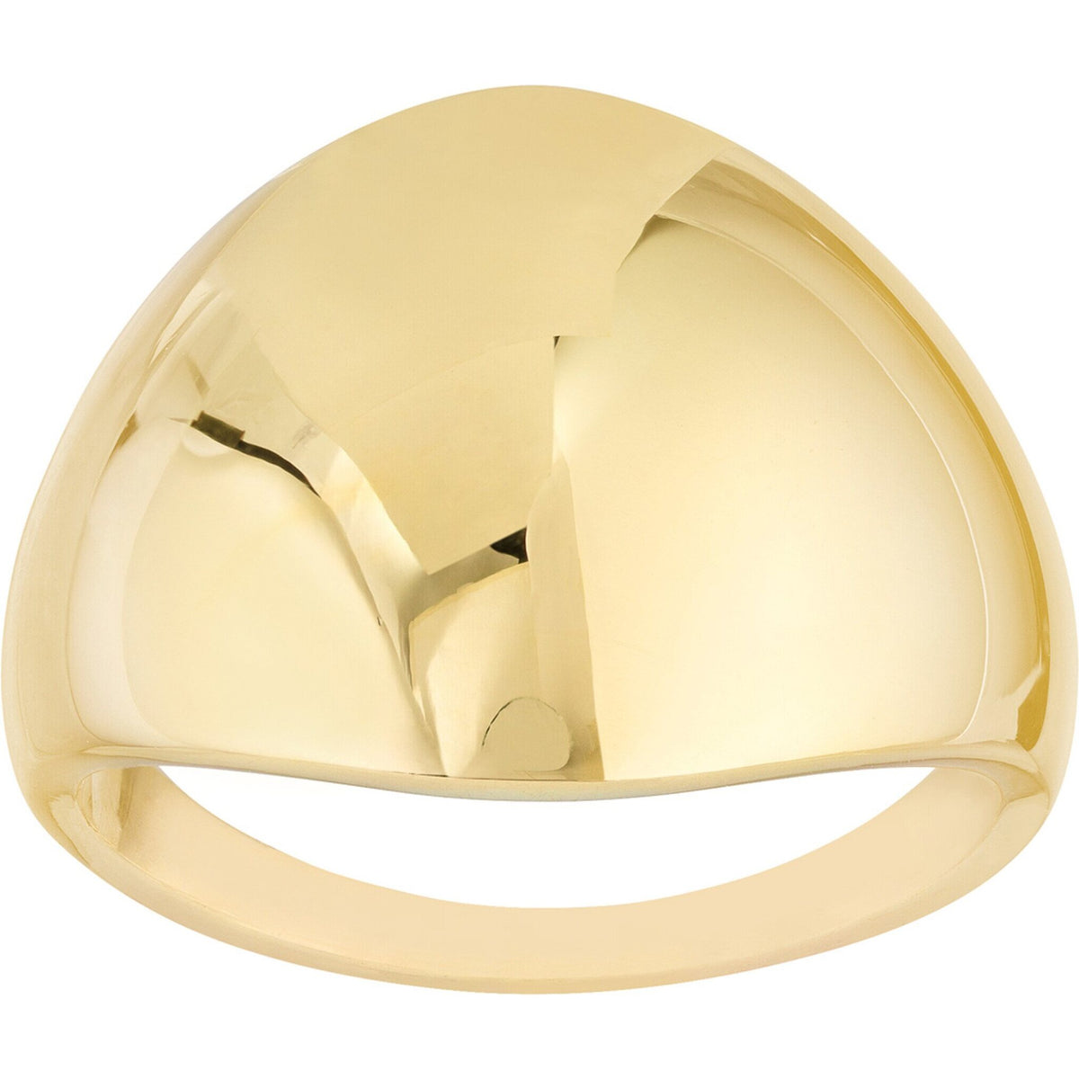 Olas d'Oro 6" Ring - 14K Yellow Gold Graduated Dome Signet Ring