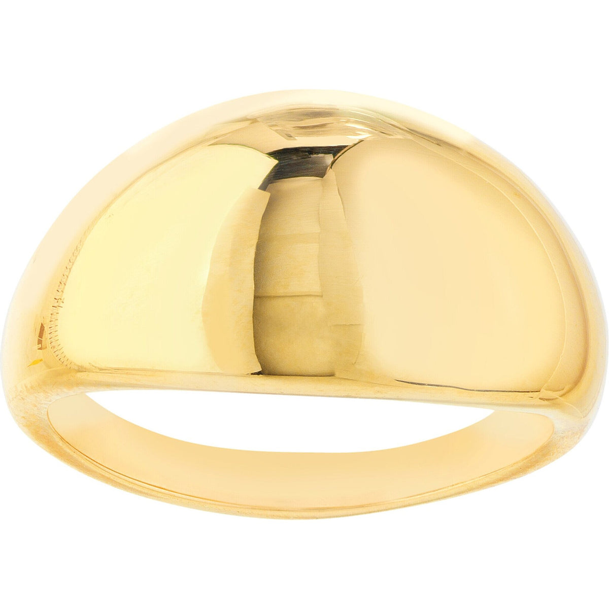 Olas d'Oro 6" Ring - 14K Yellow Gold Graduated Narrow Dome Signet Ring