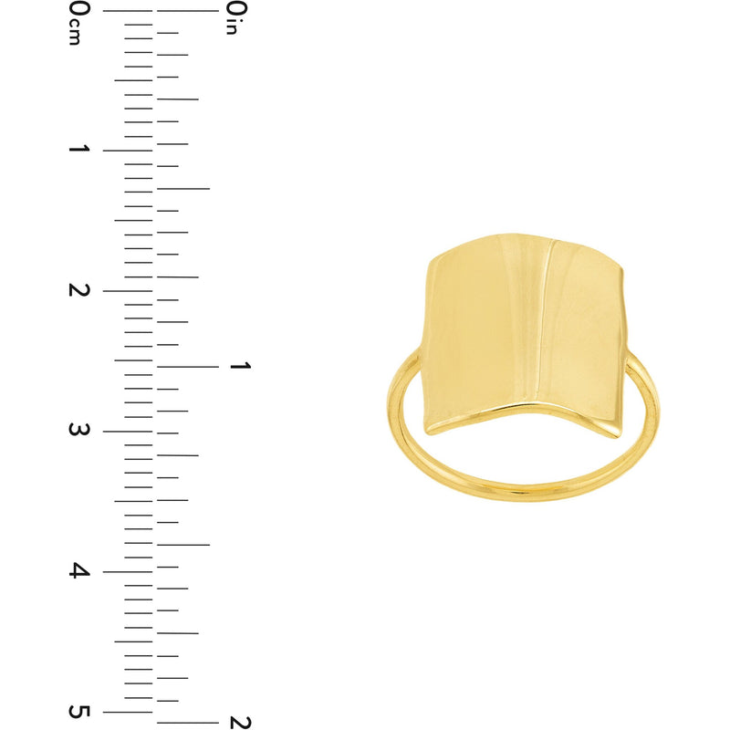 Olas d'Oro 6" Ring - 14K Yellow Gold Organic Rectangle Ring