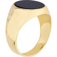 Olas d'Oro 6" Ring - 14K Yellow Gold Oval Onyx Signet Ring