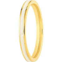 Olas d'Oro 6" Ring - 14K Yellow Gold White Enamel Band Ring