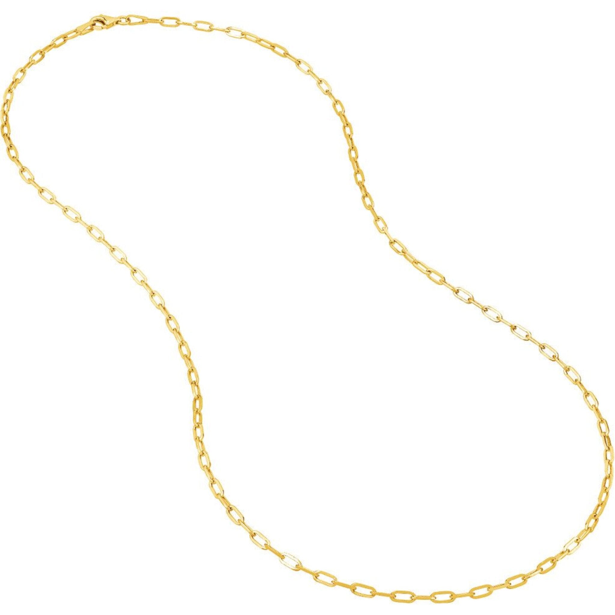 Olas d'Oro 7.25" Bracelet - 14K Yellow Gold 2.5mm Paper Clip Chain with Pear Shape Lock