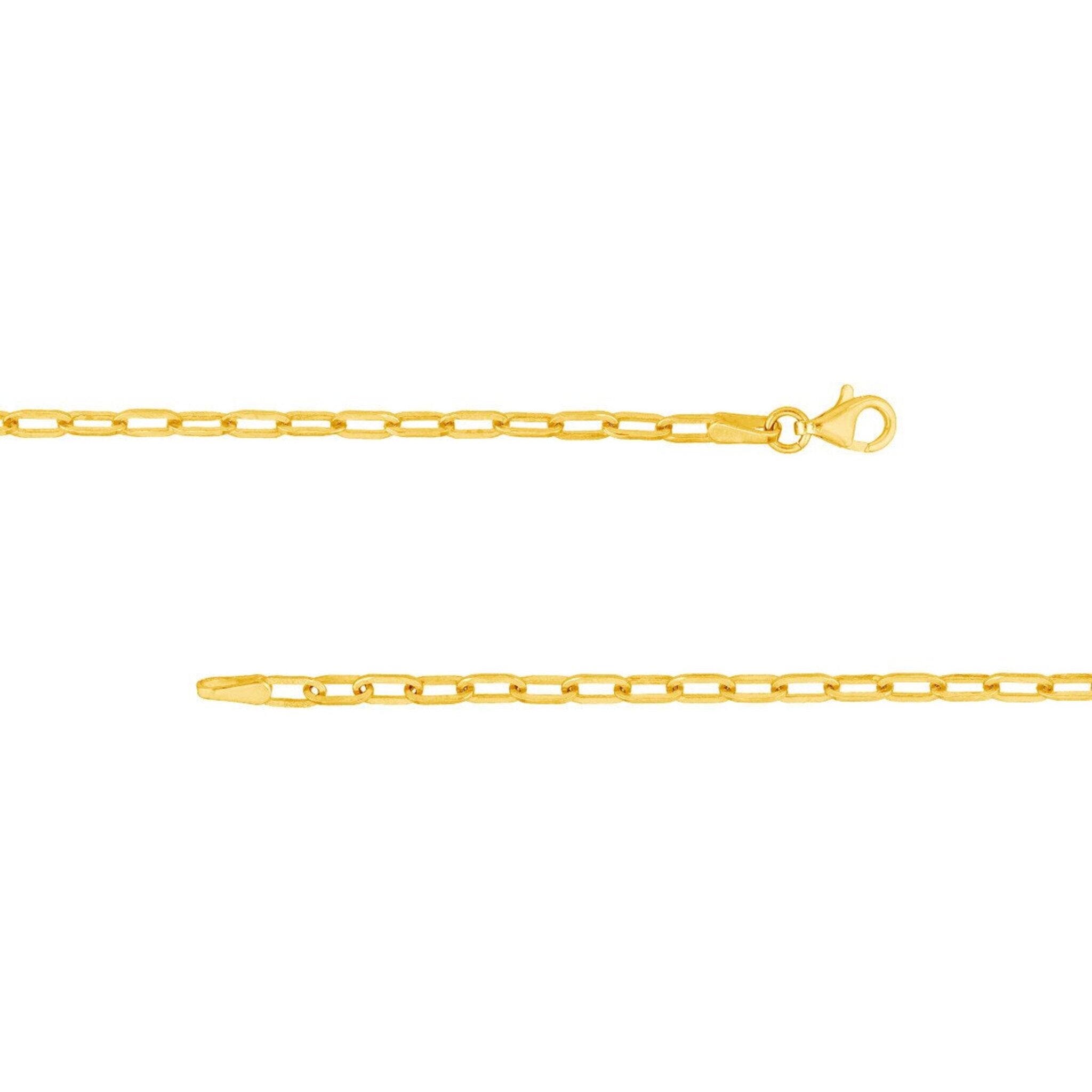 Olas d'Oro 7.25" Bracelet - 14K Yellow Gold 2.5mm Paper Clip Chain with Pear Shape Lock