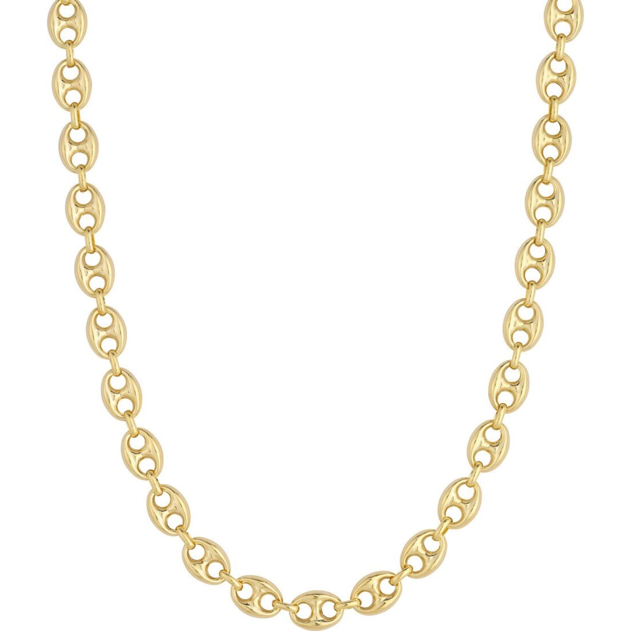 Olas d'Oro 7.50" Bracelet - 14K Yellow Gold 10mm Puff Mariner Chain with Fancy Oval Lobster Lock