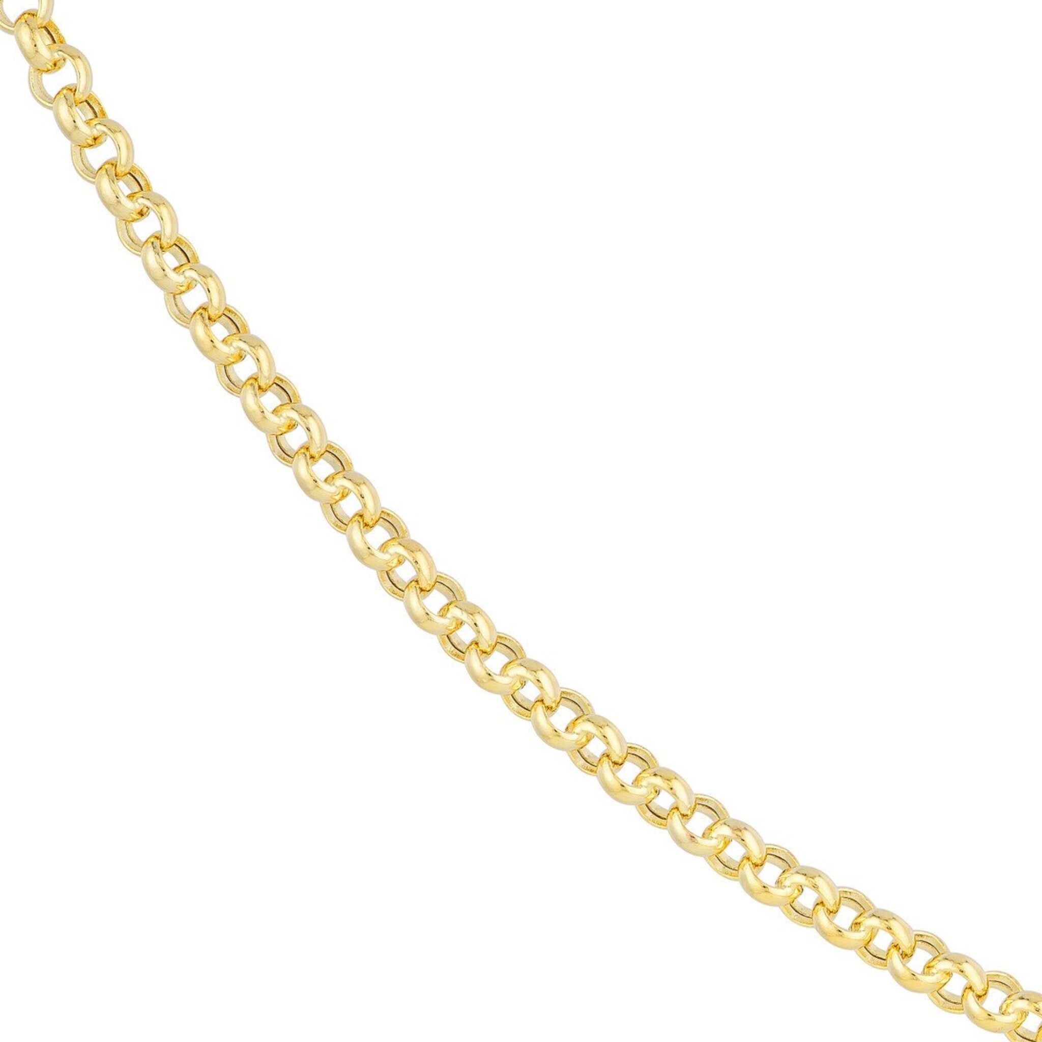 Olas d'Oro 7.50" Bracelet - 14K Yellow Gold 5.2mm Hollow Rolo Chain with Pear Lobster Lock