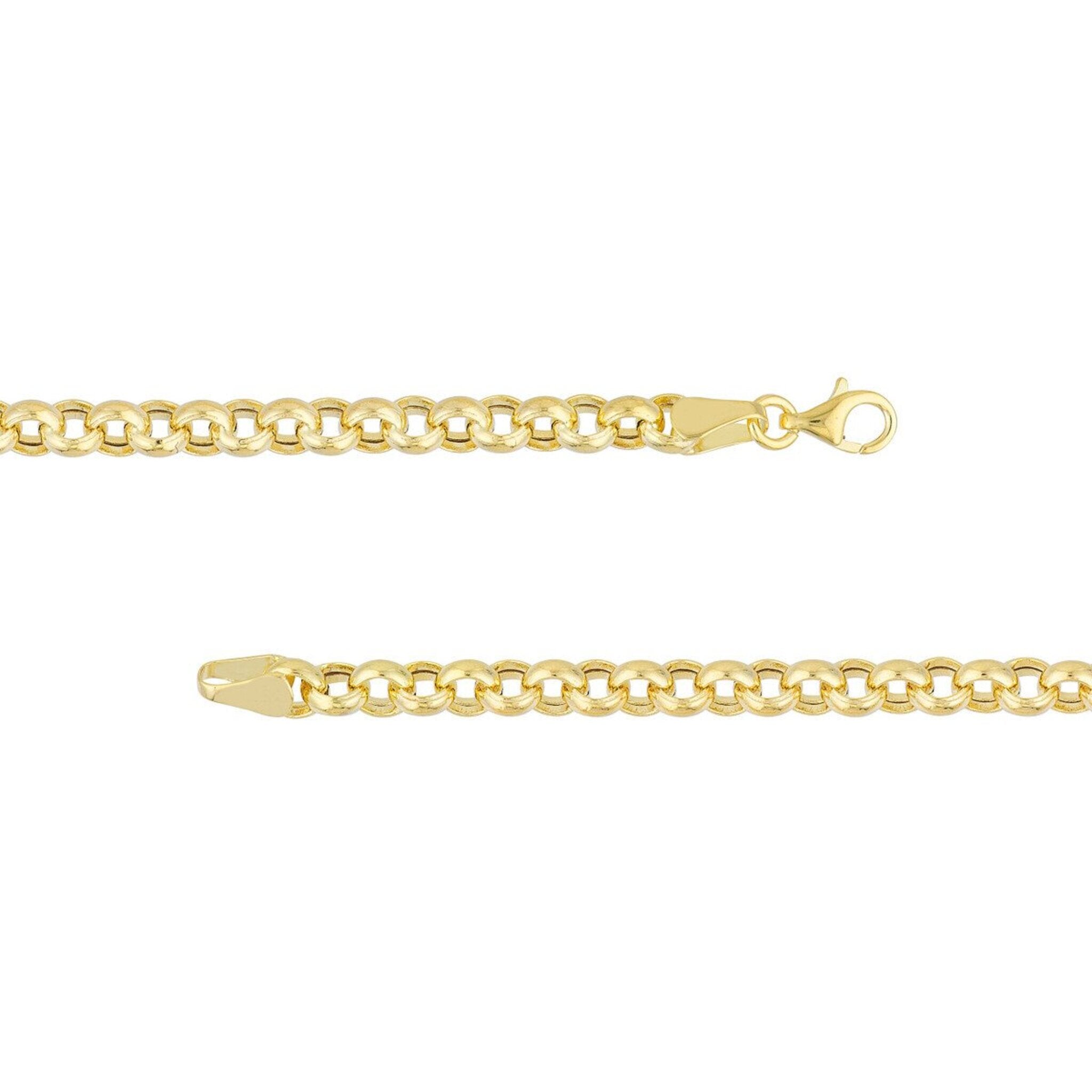 Olas d'Oro 7.50" Bracelet - 14K Yellow Gold 5.2mm Hollow Rolo Chain with Pear Lobster Lock