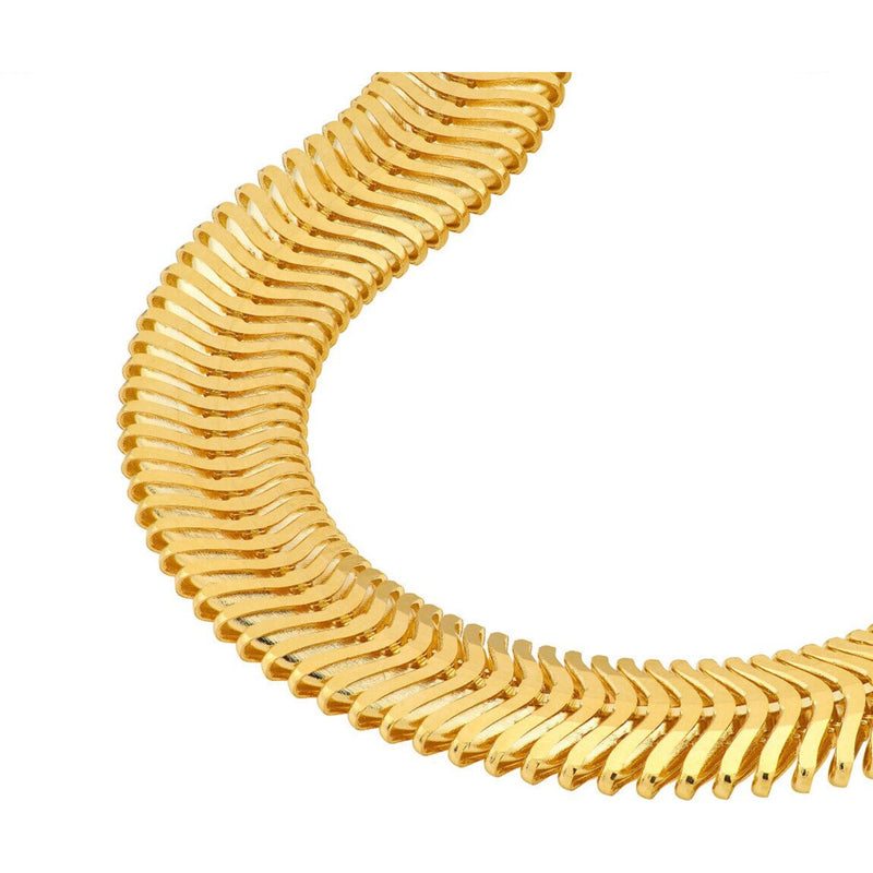 Olas d'Oro 7.50" Bracelet - 14K Yellow Gold 6.40mm Hollow Diamond Cut Snake Chain with Lobster Lock