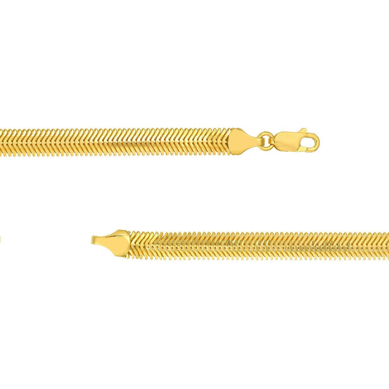 Olas d'Oro 7.50" Bracelet - 14K Yellow Gold 6.40mm Hollow Diamond Cut Snake Chain with Lobster Lock