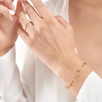 Olas d'Oro 7.5" Bracelet - 14K Yellow Gold Diamond Hook Paper Clip Bracelet