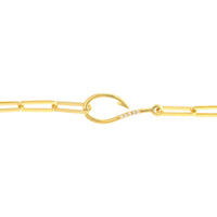 Olas d'Oro 7.5" Bracelet - 14K Yellow Gold Diamond Hook Paper Clip Bracelet