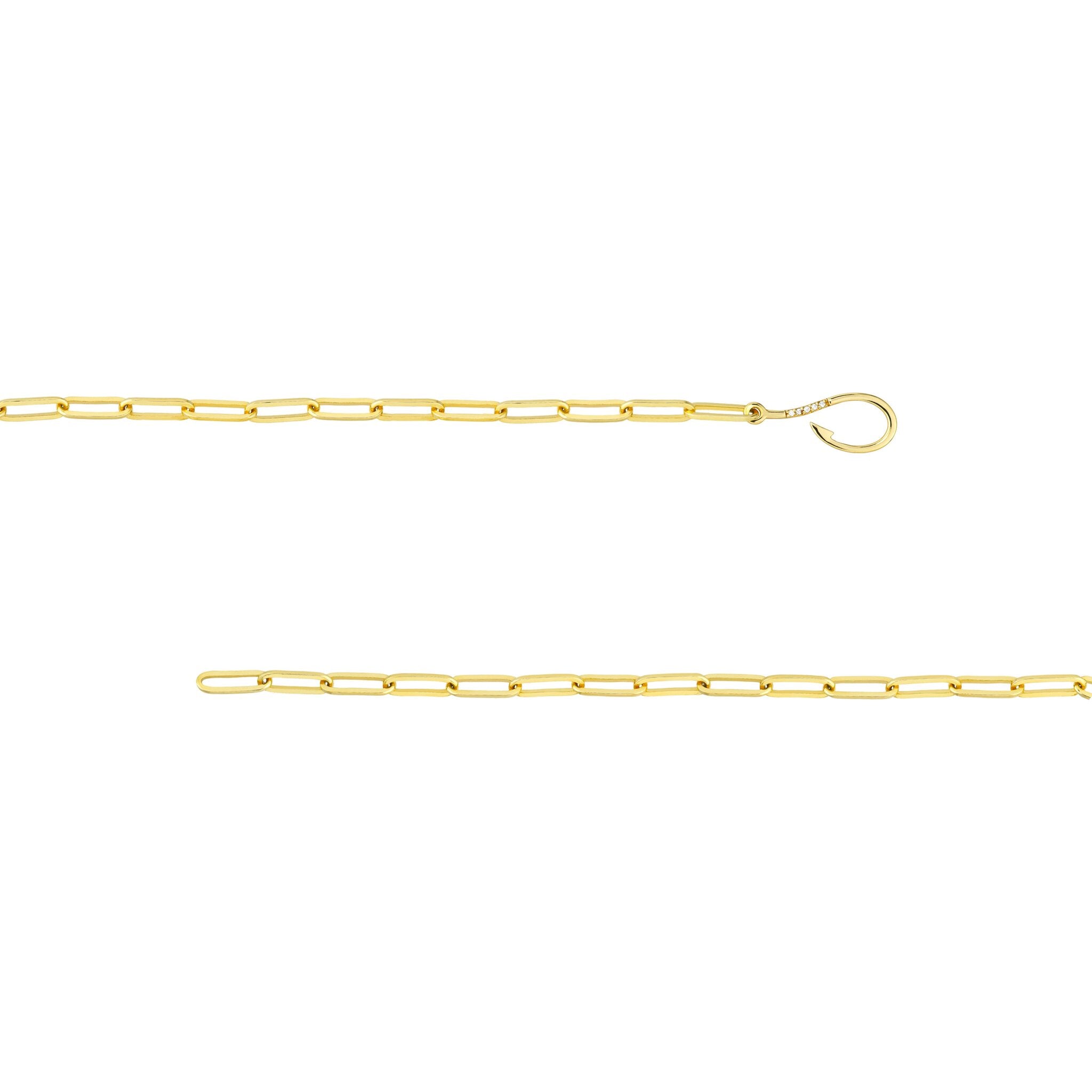Olas d'Oro 7.5" Bracelet - 14K Yellow Gold Diamond Hook Paper Clip Bracelet