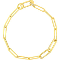 Olas d'Oro 7.5" Bracelet - 14K Yellow Gold Diamond Paper Clip Link Bracelet