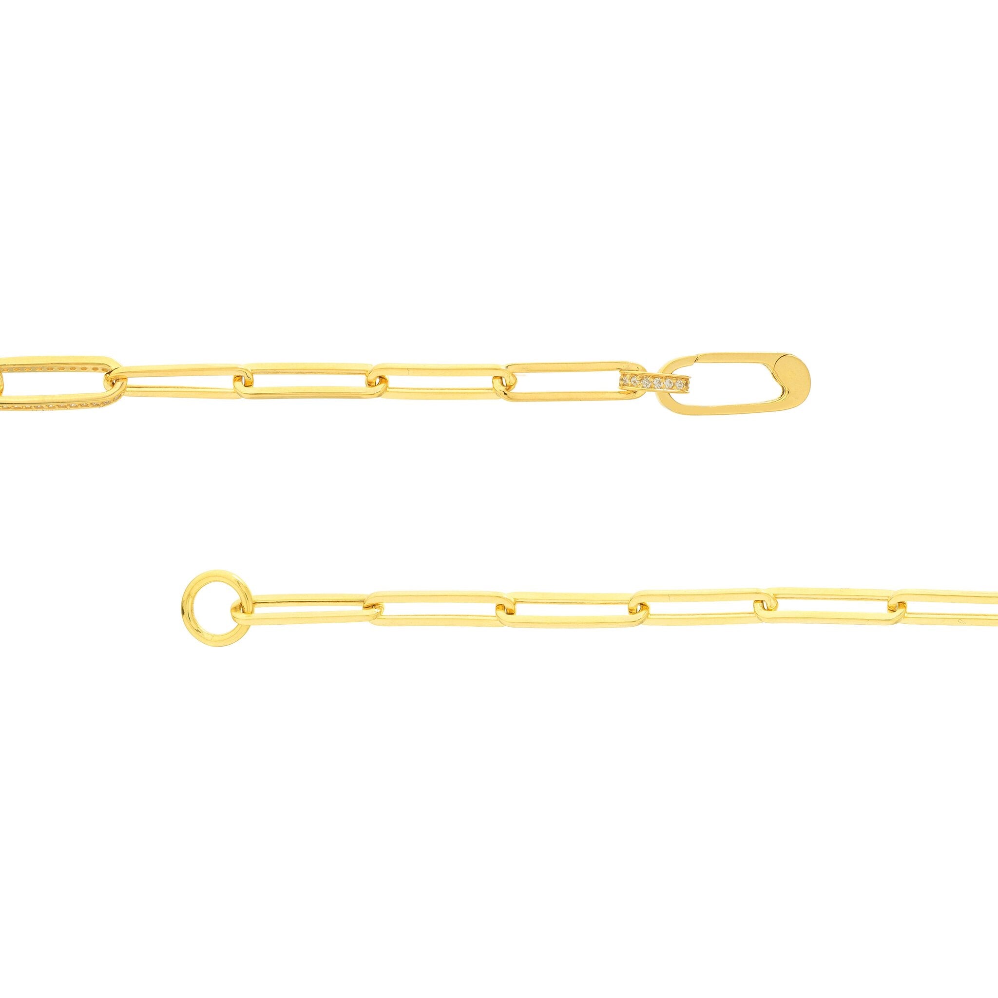 Olas d'Oro 7.5" Bracelet - 14K Yellow Gold Diamond Paper Clip Link Bracelet
