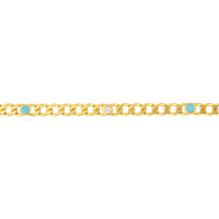 Olas d'Oro 7.5" Bracelet - 14K Yellow Gold Diamond & Turquoise Enamel Curb Chain Bracelet