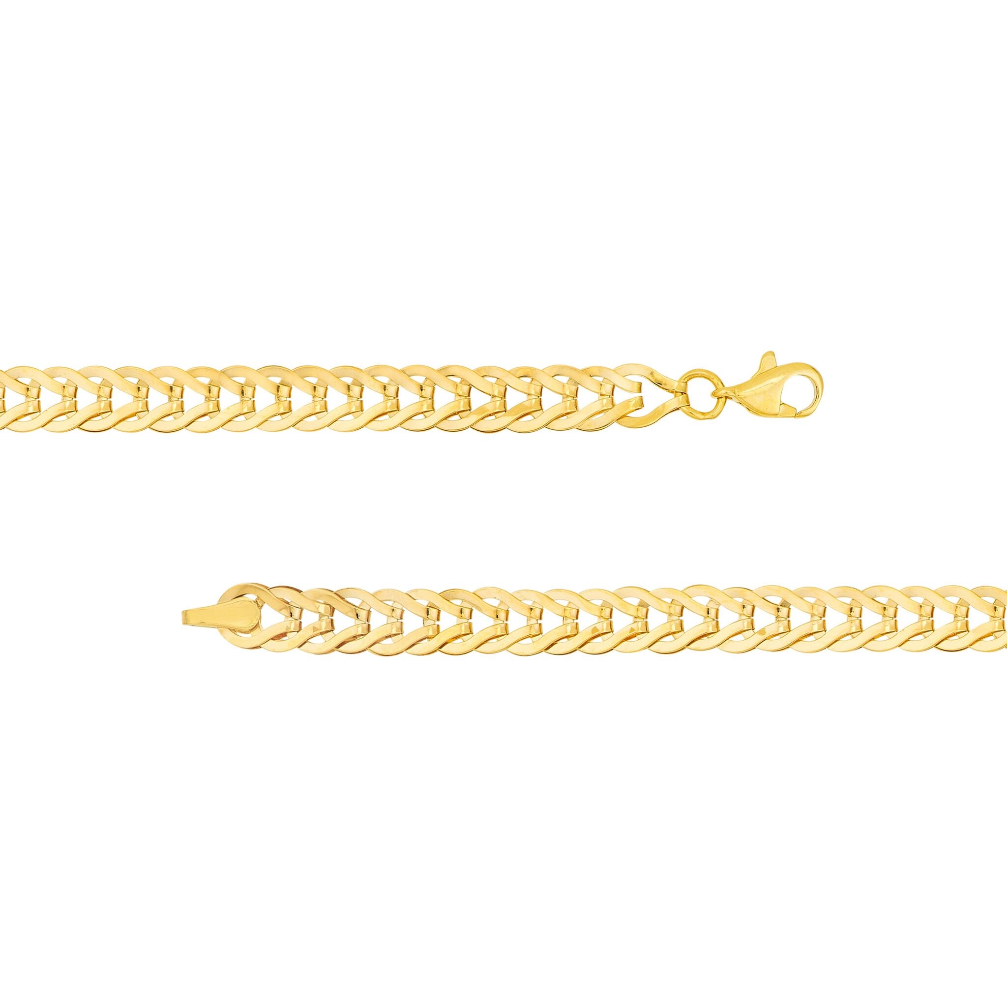 Olas d'Oro Bracelet 14K Yellow Gold Flat Foxtail Chain
