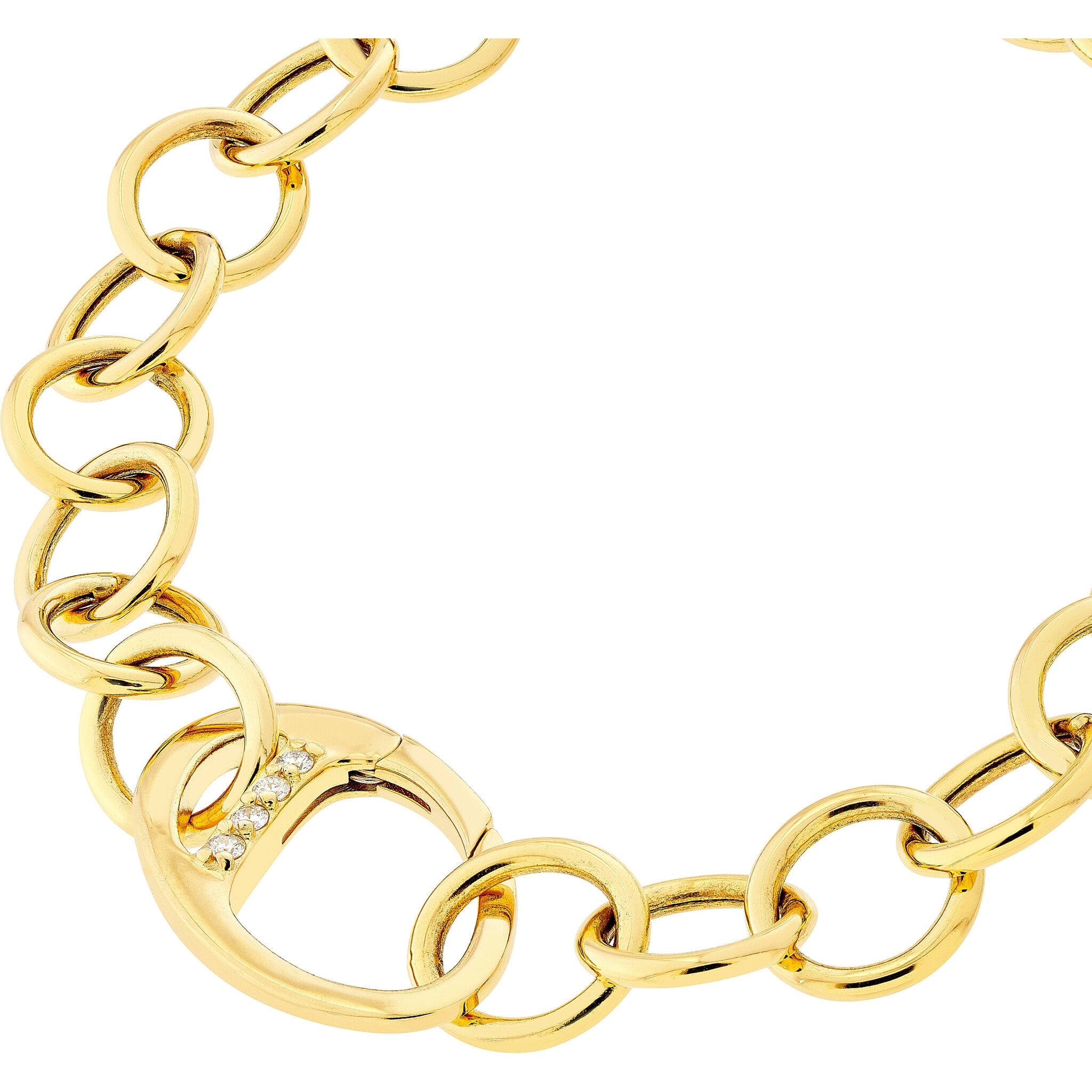 Olas D'oro 7.5 Bracelet - 14K Yellow Gold Heart Charm on Oval Rolo Chain Bracelet