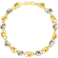 Olas d'Oro 7.5" Bracelet - 14K Yellow and White Gold Two-Tone Knotted Link Chain Bracelet