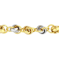 Olas d'Oro 7.5" Bracelet - 14K Yellow and White Gold Two-Tone Knotted Link Chain Bracelet