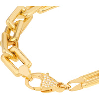 Olas d'Oro 7.75" Bracelet - 14K Yellow Gold Chunky Paper Clip Bracelet with Diamond Lock