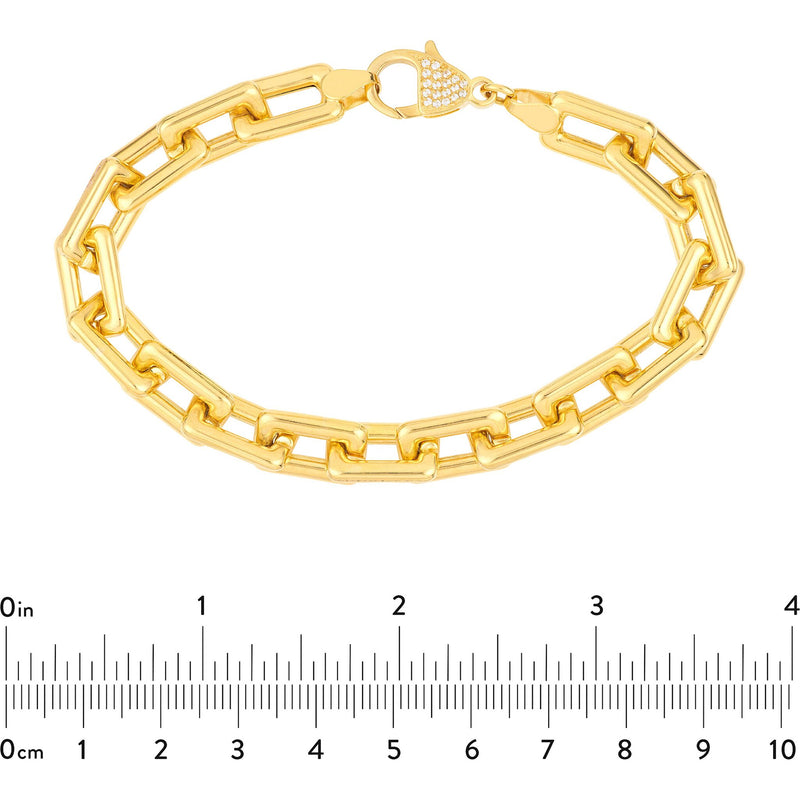 Olas D'oro 7.75 Bracelet - 14K Yellow Gold Chunky Paper Clip Bracelet with Diamond Lock