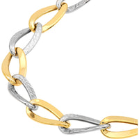 Olas d'Oro 7.75" Bracelet - 14K Yellow and White Gold Two-Tone Alternating Open Oval Link Bracelet