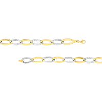 Olas d'Oro 7.75" Bracelet - 14K Yellow and White Gold Two-Tone Alternating Open Oval Link Bracelet
