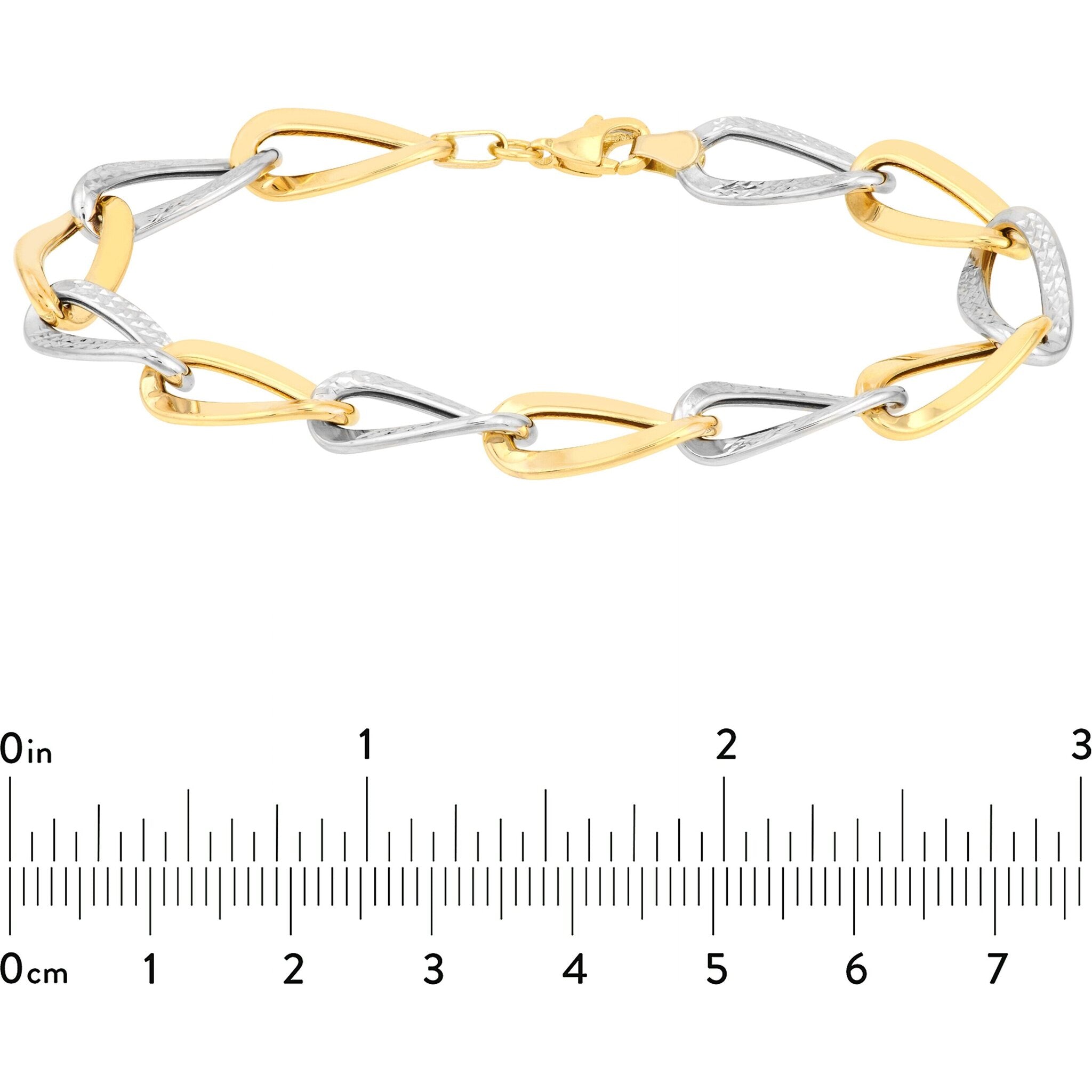14K Yellow or White Gold, 7.5mm Fancy Figure-8 Chain Bracelet, 8 Inch -  Black Bow Jewelry Company