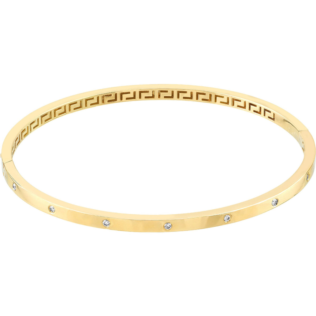 Olas d'Oro 7" Bracelet - 14K Yellow Gold Diamond Square Tube Bangle