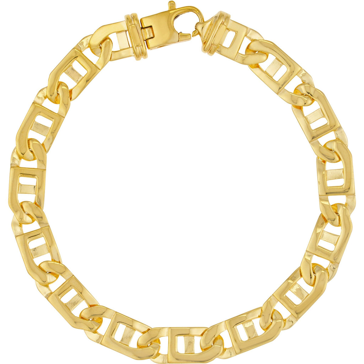 Olas d'Oro 8.5" Bracelet - 14K Yellow Gold 8.35mm Men's Window Link Chain Bracelet