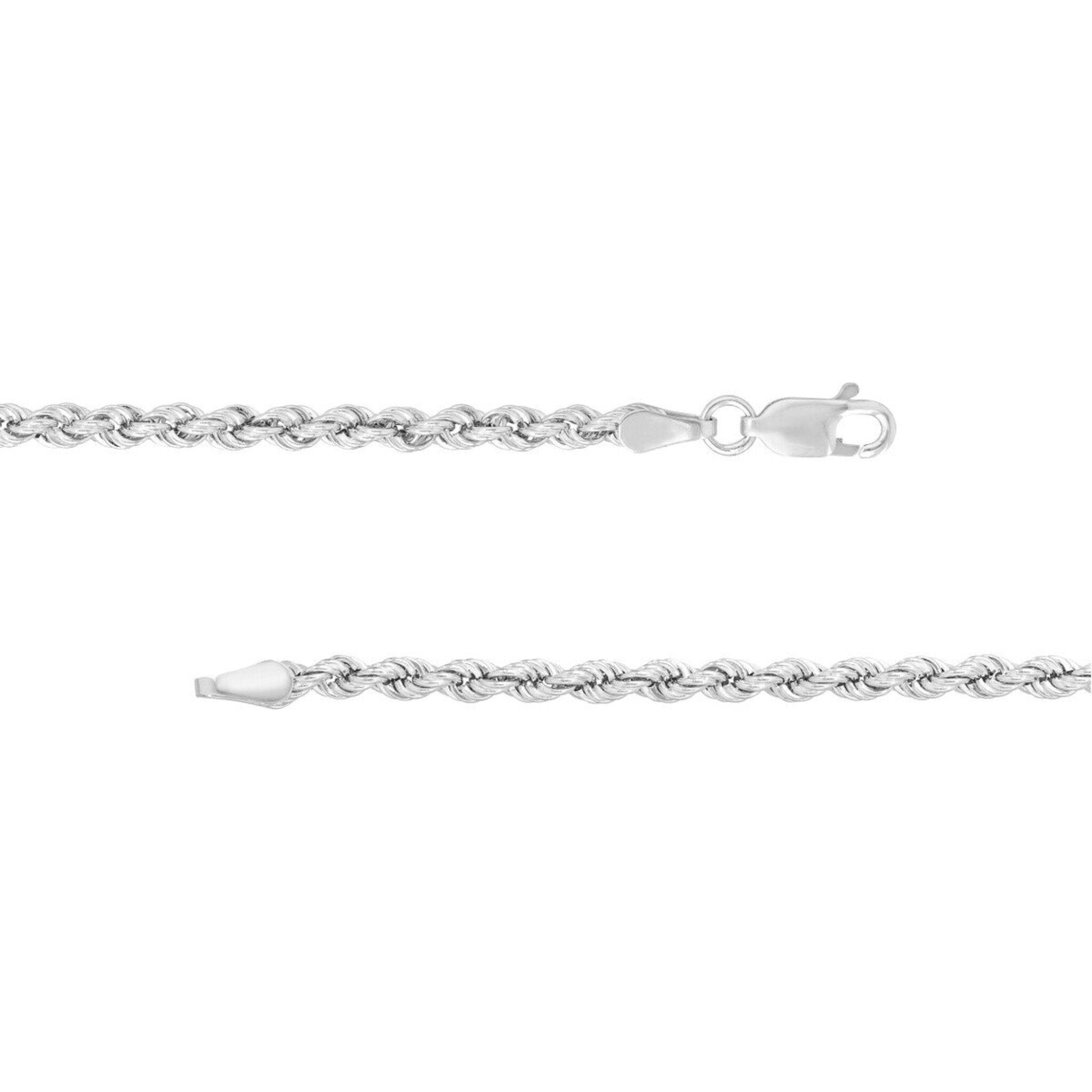 Olas d'Oro 8" Bracelet - 14K White Gold 2.9mm Light Rope Chain with Lobster Lock