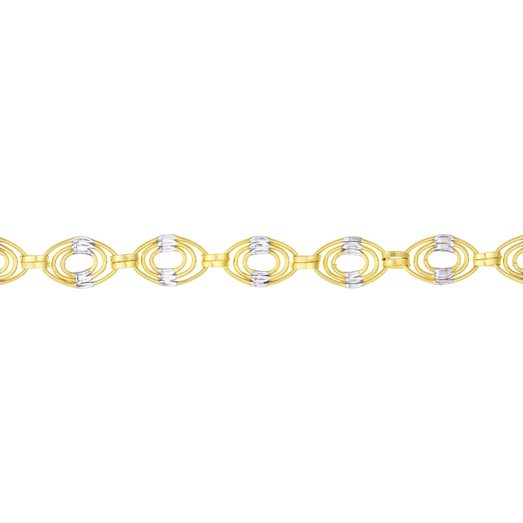 Olas D'oro 7.5 Bracelet - 14K Yellow Gold Heart Charm on Oval Rolo Chain Bracelet