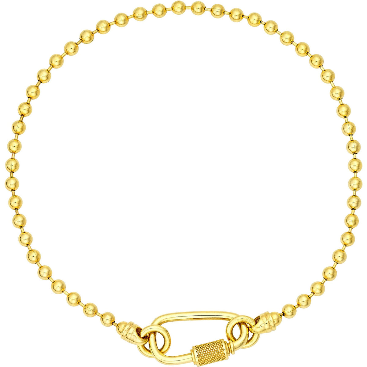 Olas d'Oro 9" Bracelet - 14K Yellow Gold Men's Oval Twist Barrel Lock Bead Bracelet