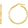 Olas d'Oro Earrings - 14K Yellow Gold Brick Hoop Earrings