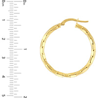 Olas d'Oro Earrings - 14K Yellow Gold Brick Hoop Earrings