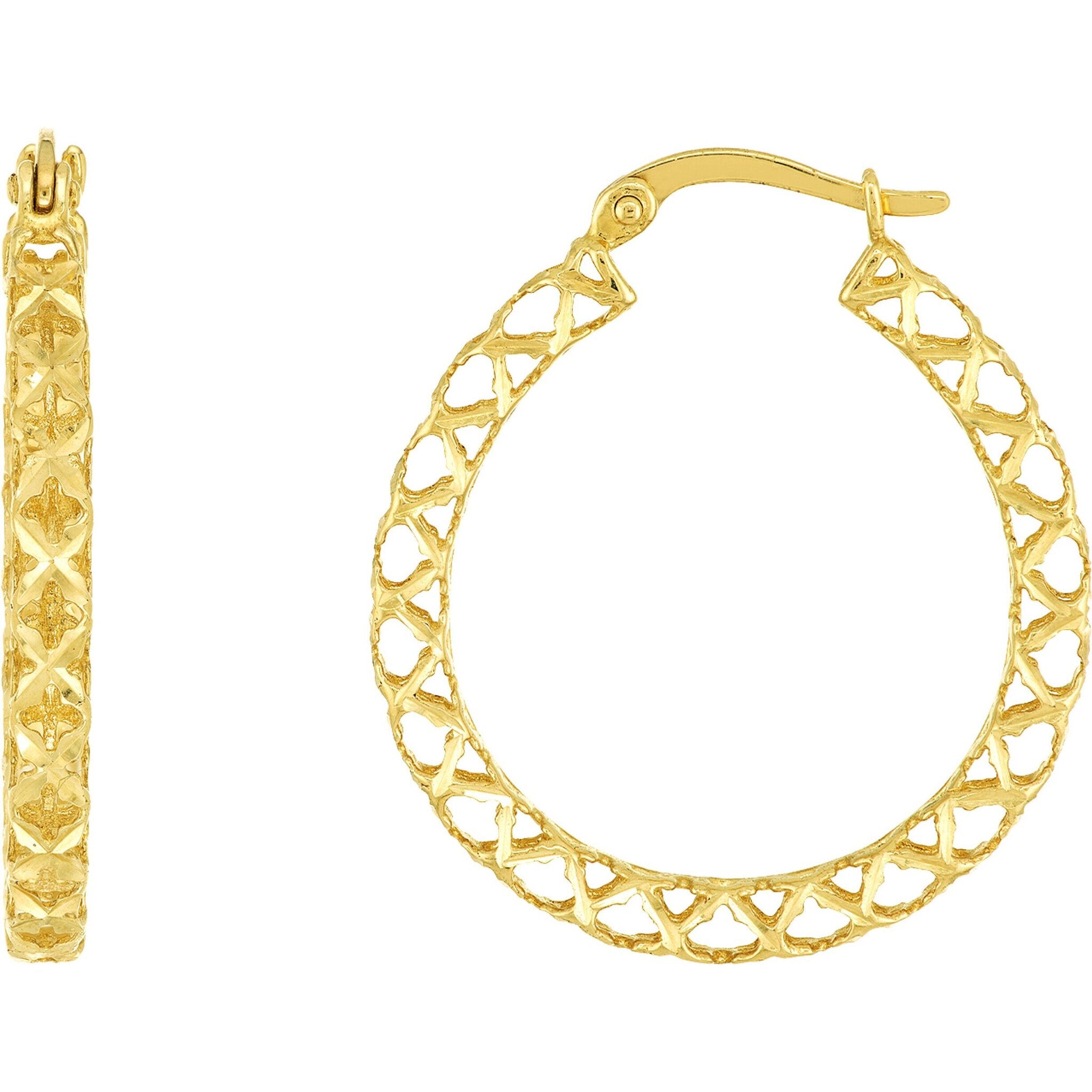 14K Gold Filigree Hoop buy Earrings