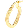 Olas d'Oro Earrings - 14K Yellow Gold Fluted Oval Hoop Earrings