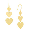 Olas d'Oro Earrings - 14K Yellow Gold Graduating Triple Heart Earrings