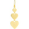 Olas d'Oro Earrings - 14K Yellow Gold Graduating Triple Heart Earrings