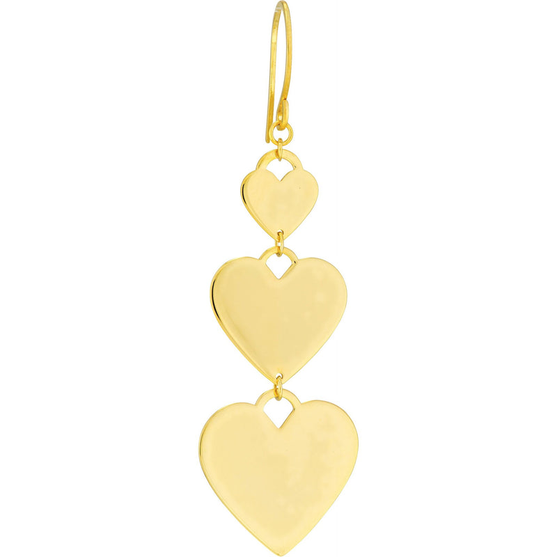 Olas d'Oro Earrings - 14K Yellow Gold Graduating Triple Heart Earrings