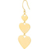 Olas d'Oro Earrings - 14K Yellow Gold Graduating Triple Heart Earrings