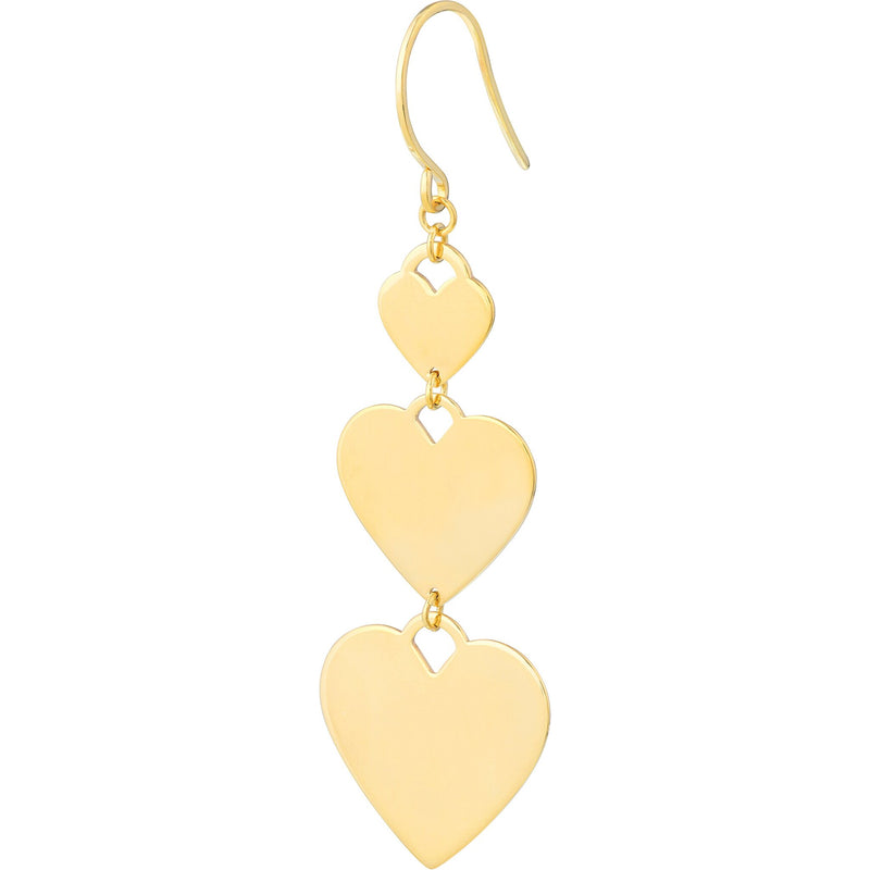 Olas d'Oro Earrings - 14K Yellow Gold Graduating Triple Heart Earrings