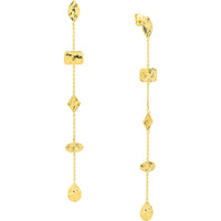 Olas d'Oro Earrings - 14K Yellow Gold Hammered Dangle Earrings