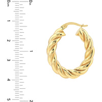 Olas d'Oro Earrings - 14K Yellow Gold Oval Rope Twist Hoops