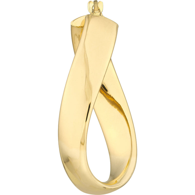 Olas d'Oro Earrings - 14K Yellow Gold Oval Waved Polished Hoops